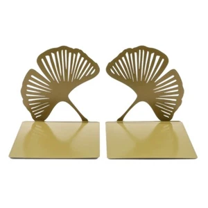 2Pcs Hollowed Leaf Book End For Shelves Heavy Duty Metal Book End Book Stoppers - Picture 1 of 8