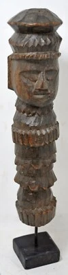 Antigua estatuilla de madera de busto con cabeza de hombre tribal original tallada a mano Foto 1 de 4