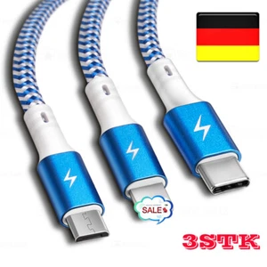 3PCS Multi-USB Universal Ladekabel 3in1 Nylon Mehrfach Handy Adapter Lang Kabel - Zdjęcie 1 z 10