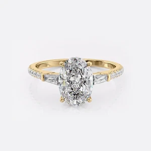 Diamant Ehering 14k Gelbgold Lab Grown 1,90 Ct IGI Oval Weihnachtsverkauf - Bild 1 von 13