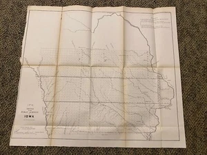 1856 Skizze öffentliche Vermessungen in IOWA Lewis große Karte Minnesota Mississippi Flüsse - Bild 1 von 9