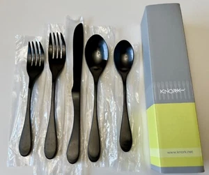 Knork Flatware 5-Piece Place Setting Matte Black Titanium Finish Brand New Set - Picture 1 of 11