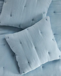 Anthropologie Elysian Cross Dyed Cotton Gauze Euro Pillow Sham Sky Blue Soft - Picture 1 of 1