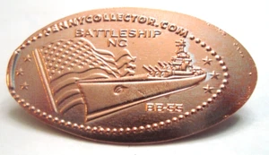 SCHLACHTSCHIFF NORTH CAROLINA - BB-55 & Flagge -- länglicher Zinkpfennig - Bild 1 von 1