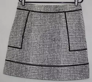 Neu ohne Etikett Ann Taylor Factory A-Linien-Rock Größe 10 schwarz weiß Kunstdruck Baumwolle - Bild 1 von 4