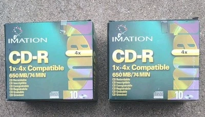 2 Packs - New Imation CD-R 1X-4X 650MB/74Min. 10 Pack Factory Sealed - Image 1 of 4