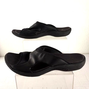 Merrell Palmetto Sandals Women 10 Black Leather Performance Slide Slip On - Picture 1 of 9