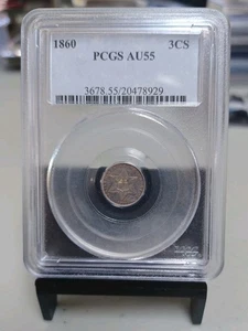 1860 3Cent PCGS AU55 Type 3 - Picture 1 of 4