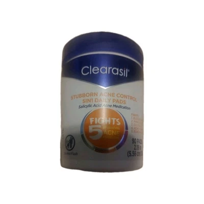 90件装Clearasil 5合1日常清洁药物垫顽固痤疮控制 — 第 1/4 张图片