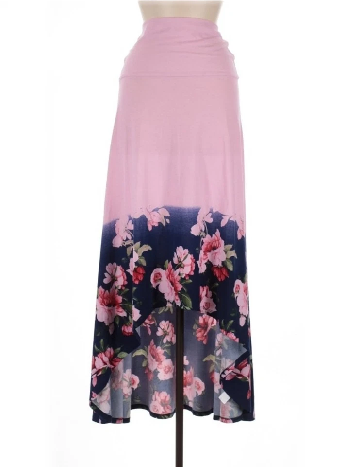 Falda LuLaRoe Olivia Rosa Floral Alta Baja M Foto 1 de 4