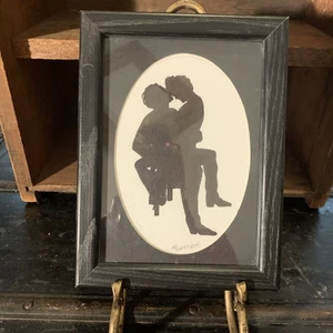 Mary Dezzutti Ink Silhouette “Lovers Embrace” Framed Art. 6”x8”. - Picture 1 of 7