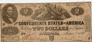 T-42 PF-5 1862 $2 Confederate Paper Money - Picture 1 of 2