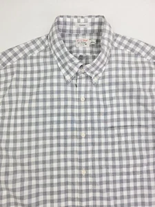 J. Crew Classic Secret Wash Größe Large grau weiß kariertes Button-Down-Hemd für Herren - Bild 1 von 9