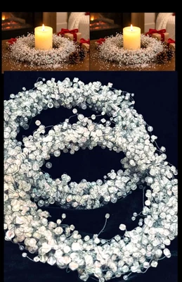 Set of 2 Gray Iridescent Beaded Wire Wreaths 8.5" Holiday Christmas Mantel Decor - Image 1 of 4