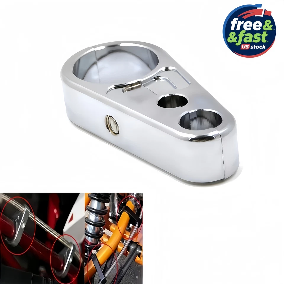 1" Aluminum Cable Clamp Chrome Plated for Motorcycle Wire Routing - Image 1 of 4