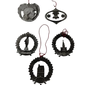 Vintage Philadelphia Pewter Ornament Set of 5 – Liberty Bell Betsy Ross Franklin - Picture 1 of 5