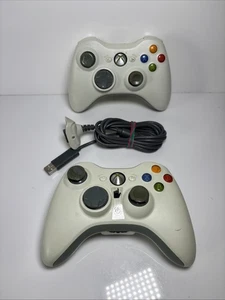 2 x Official White Microsoft Xbox 360 Wireless Controllers With Charger GRADE B - Picture 1 of 8