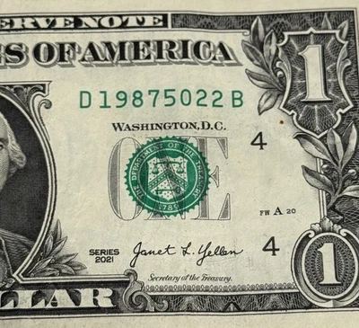 May 22, 1987 Birthday Note Fancy Serial Number One Dollar Bill 19875022 - Image 1 of 3