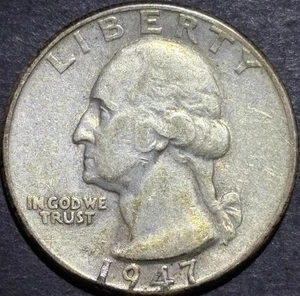 1947 SILVER WASHINGTON QUARTER COIN PHILADELPHIA MINT - Picture 1 of 4