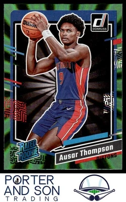 Ausar Thompson RC Green Laser Holo 2023-24 Donruss #228 Detroit Pistons - Image 1 of 2