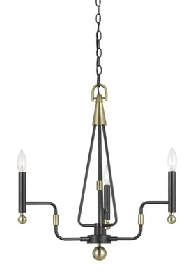 Cal Lighting 24-Inch Metal Chandelier, 3-Light Candelabra, Chain Suspended, Eleg - Image 1 of 4