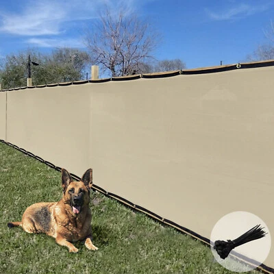 E&K Beige 6ft Privacy Fence Screen Windscreen Cover with Grommets for Backyard Patio