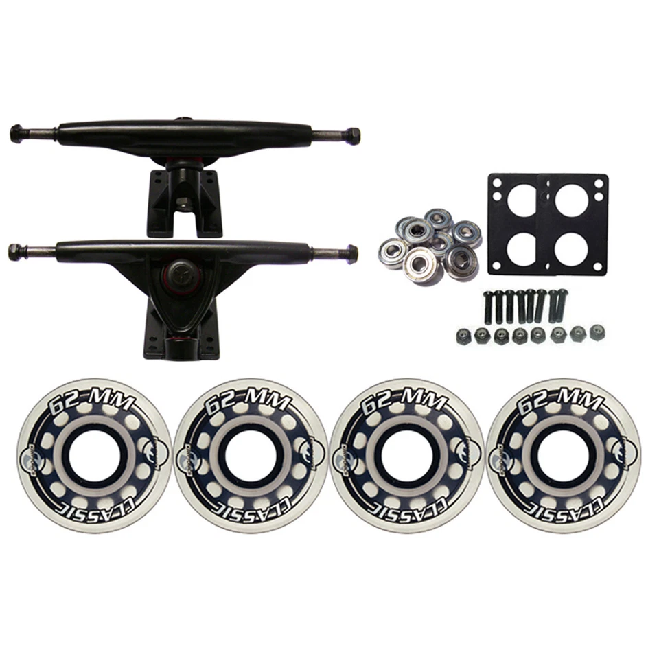 KRYPTONICS CLASSIC Truck Wheel Pack 62mm CLEAR 180mm Black ABEC 7 Bearings - Image 1 of 2