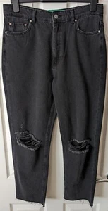 United Colors Of Benetton Black Jeans Ripped Design Ladies Size 31 New - Picture 1 of 5