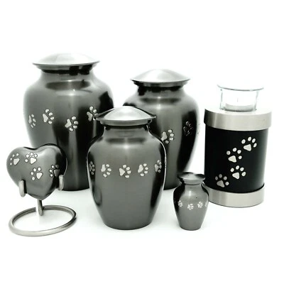Silver Paw Print Walk Pet Cremation Urn keepsake,heart,small,med,large - Image 1 of 3
