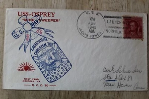USS JACOB JONES NAVAL COVER LAUNCHING AUG 24, 1940 -SUNK WWII 1944 - Picture 1 of 2