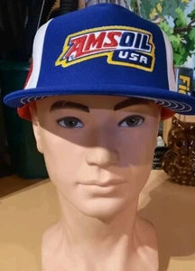 AMSOIL USA Vintage Adjustable Snapback Trucker Hat Made In USA - Picture 1 of 8
