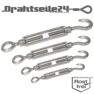 Stahlseilspanner Edelstahl V4A 316 Haken / Öse DIN 1480 M5 M6 M8 M10 Rostfrei - Bild 1 von 12