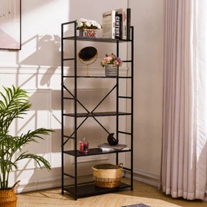 Metal Bookshelf Multifunctional Storage Display Bookcase Stand Unit Living Room - Picture 1 of 35