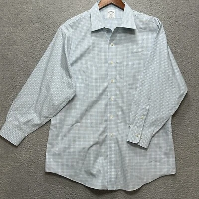 Brooks Brothers Regent Long Sleeve Shirt Mens 17.5 Cotton Green Geo Button Down - Image 1 of 4