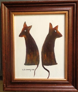 AFTER L.S. LOWRY "TWO DOGS" FRAMED PAINTING - Picture 1 of 4