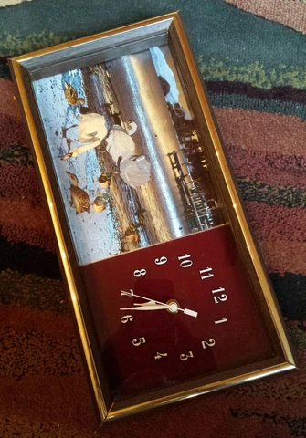 VTG 1982 Emdur Metal Etched Swans Ducks Lake Wall Clock Kitschy 3-D Graphics Cover
