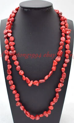 Echte 8-10mm Natürliche Unregelmäßige Rote Korallenperlen Halskette 45-90cm - Bild 1 von 4