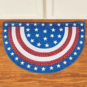 Tappeto colorato USA stelle e strisce Americana fetta intrecciata casa cucina accento - Foto 1 di 1