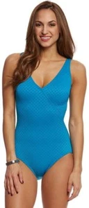 Gottex Diamond in the Rough blau V-Ausschnitt Einteiler Badeanzug Damen neu mit Etikett - Bild 1 von 5