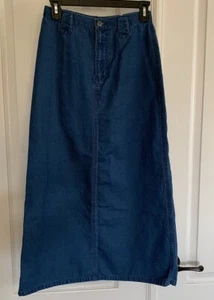 Liz Claiborne Lizwear Blue Jeans Denim Skirt Maxi Cotton Back Slit Size 4 - Picture 1 of 9