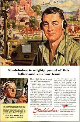 PRINT AD 1942 Studebaker WWII Military Father Son War Team Robert Skemp 6.5 x 10 - Image 1 of 3