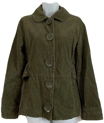 Chaqueta de Pana Merona Talla M Verde Ejército A Presión Botones Grandes Cintura Ancha Largo S Foto 1 de 4