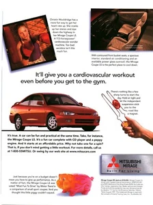 1998 VINTAGE PRINT AD - MITSUBISHI MIRAGE...RED...MIRAGE COUPE DE - Picture 1 of 1