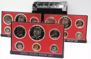 1973 S US Mint Proof Set - OGP Lot of 3 Sets Original Black Packaging - Picture 1 of 5