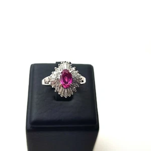 RUBY AND DIAMONDS PLATINUM PT900 RING 4.25US - Picture 1 of 6