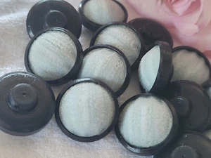 Lot 6 boutons vintage texture originale pied bleu noir 2 cm ref 0070 - Imagen 1 de 3