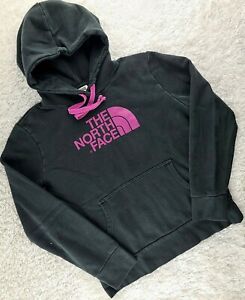 The North Face black pullover sweatshirt pink logo graphic SIZE M hoodie (R)