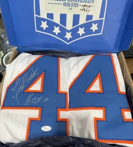 2017 Gold Rush Autographed Floyd Little HOF Denver White Football Jersey JSA COA - Picture 1 of 4