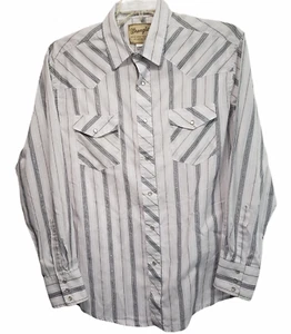 Wrangler Western Fashion Long Sleeve Pearl Snap Shirt Sz XL White/Silver Striped - Picture 1 of 6