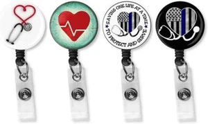 Krankenschwester Abzeichen Rollenhalter einziehbar - 4er Pack sortiert, grün, weiß  - Bild 1 von 7